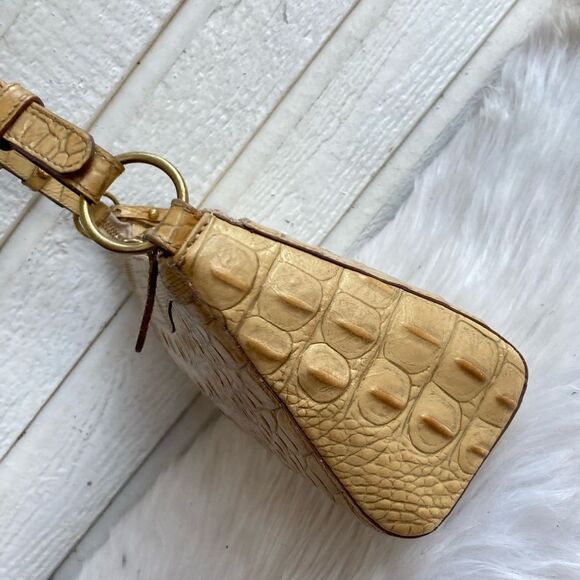 BRAHMIN Tan Croc Embossed Hobo Baguette Shoulder Bag Java Asher Melbourne Elisa - Picture 5 of 14